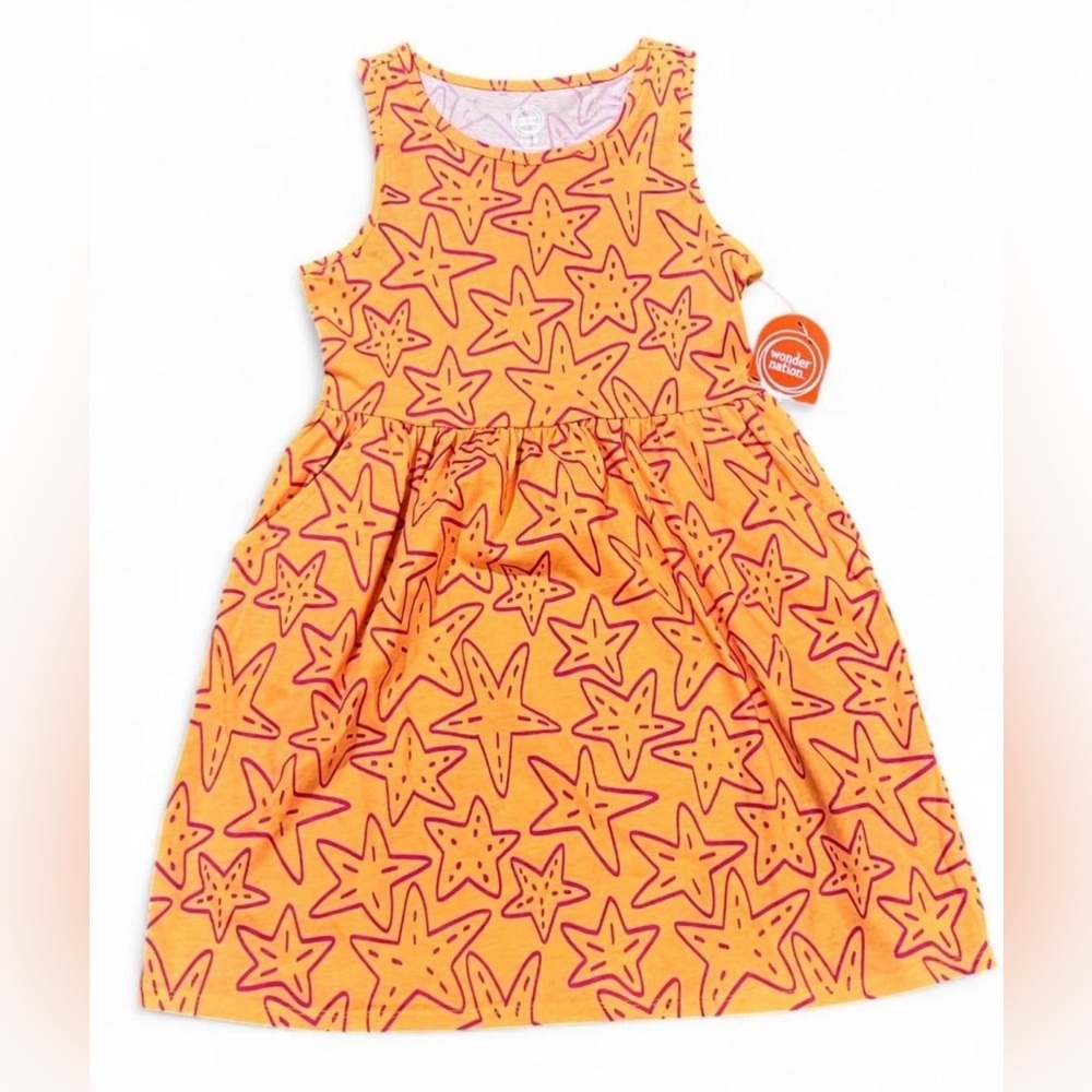 Wonder Nation NWT Girls M Orange and Purple Starfish Dress - Picture 1 of 5